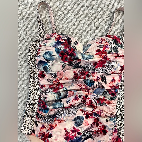 Sea Level Floral Palm Leaf Animal Print Swim Suit One Piece Body Tropical 10 L - Picture 3 of 8